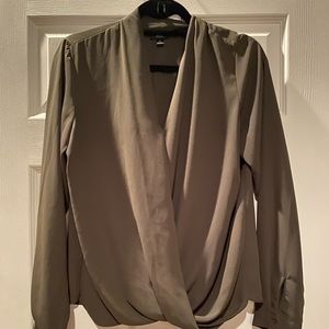 Army Green Cross-front Blouse